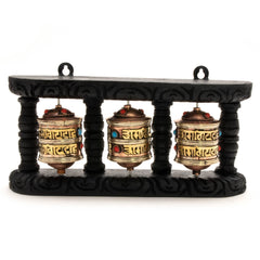 Wall Mounted Prayer Wheel Triple-Buddhism-Siesta Crafts