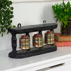 Wall Mounted Prayer Wheel Triple-Buddhism-Siesta Crafts