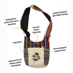 Printed Cotton Shoulder Bag-Bags & Purses-Siesta Crafts