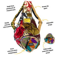 Recycled Sari Patch Backpack-Bags & Purses-Siesta Crafts