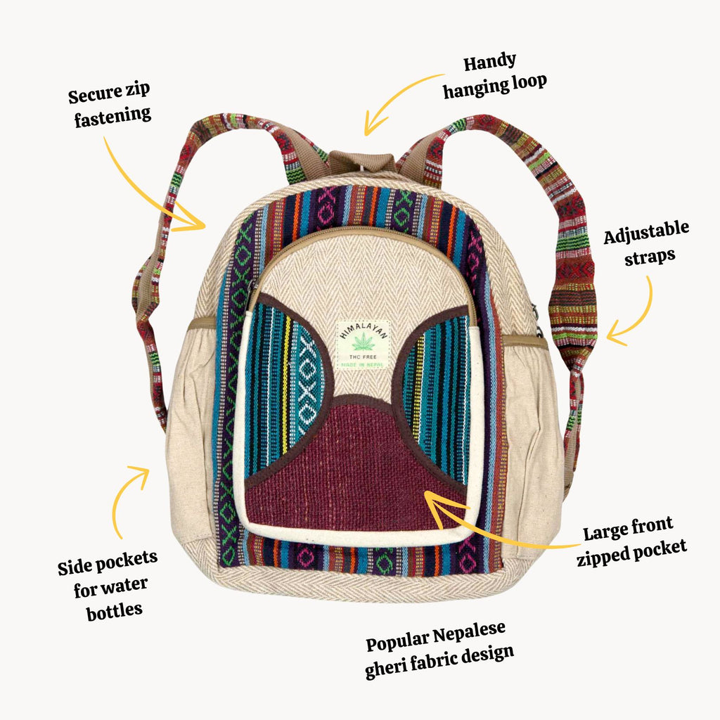 Cotton Nettle and Hemp Backpack-Bags & Purses-Siesta Crafts