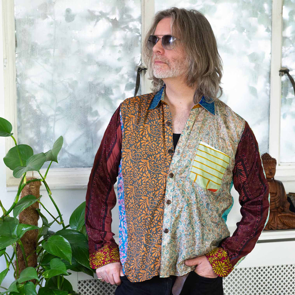 Recycled Sari Patch Shirt-Shirts-Siesta Crafts