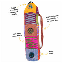 Ripped Cotton Yoga Mat Bag-Bags & Purses-Siesta Crafts