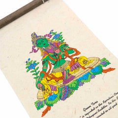 Lokta Deity Scroll - Green Tara-Buddhism-Siesta Crafts