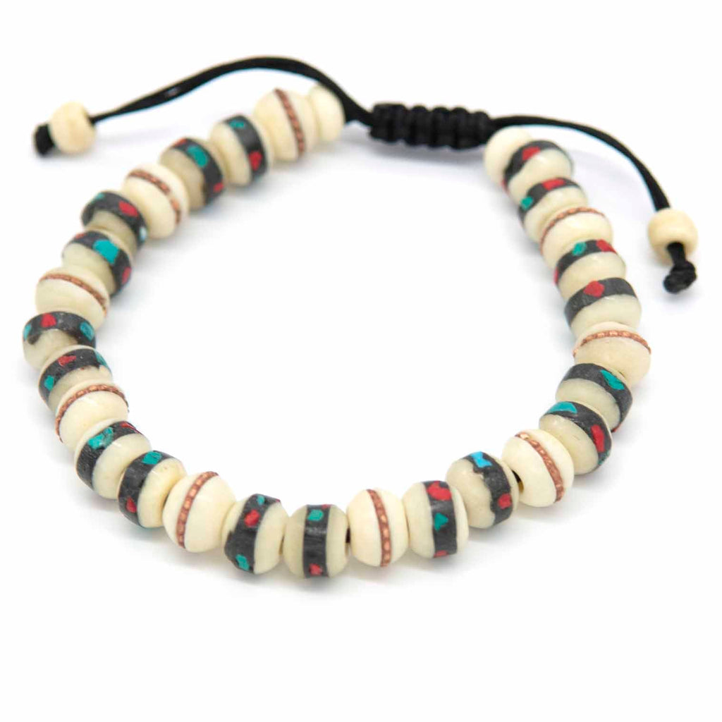 Bone Bead Bracelet - White-Bracelets & Wristbands-Siesta Crafts