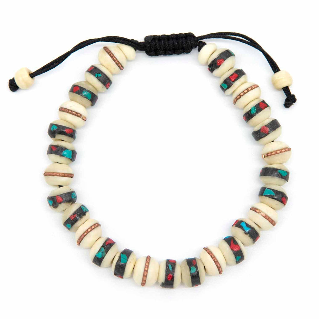 Bone Bead Bracelet - White-Bracelets & Wristbands-Siesta Crafts