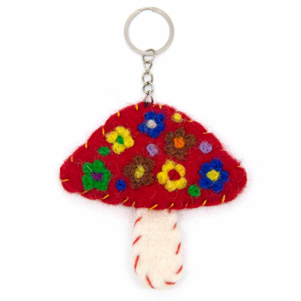 Flat Mushroom Felt Keyring-Keyrings & Bag Charms-Siesta Crafts