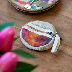 Jute and Gheri Round Purse-Bags & Purses-Siesta Crafts