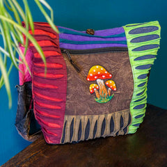 Ripped Cotton Mushroom Bag-Bags & Purses-Siesta Crafts