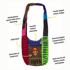 Ripped Cotton Mushroom Bag-Bags & Purses-Siesta Crafts