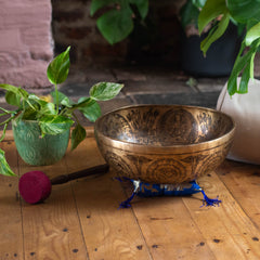 Ornate Etched Green Tara Singing Bowl No.1-Singing Bowls-Siesta Crafts