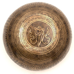 Flower of Life and Conch Etched Singing Bowl No.17-Singing Bowls-Siesta Crafts