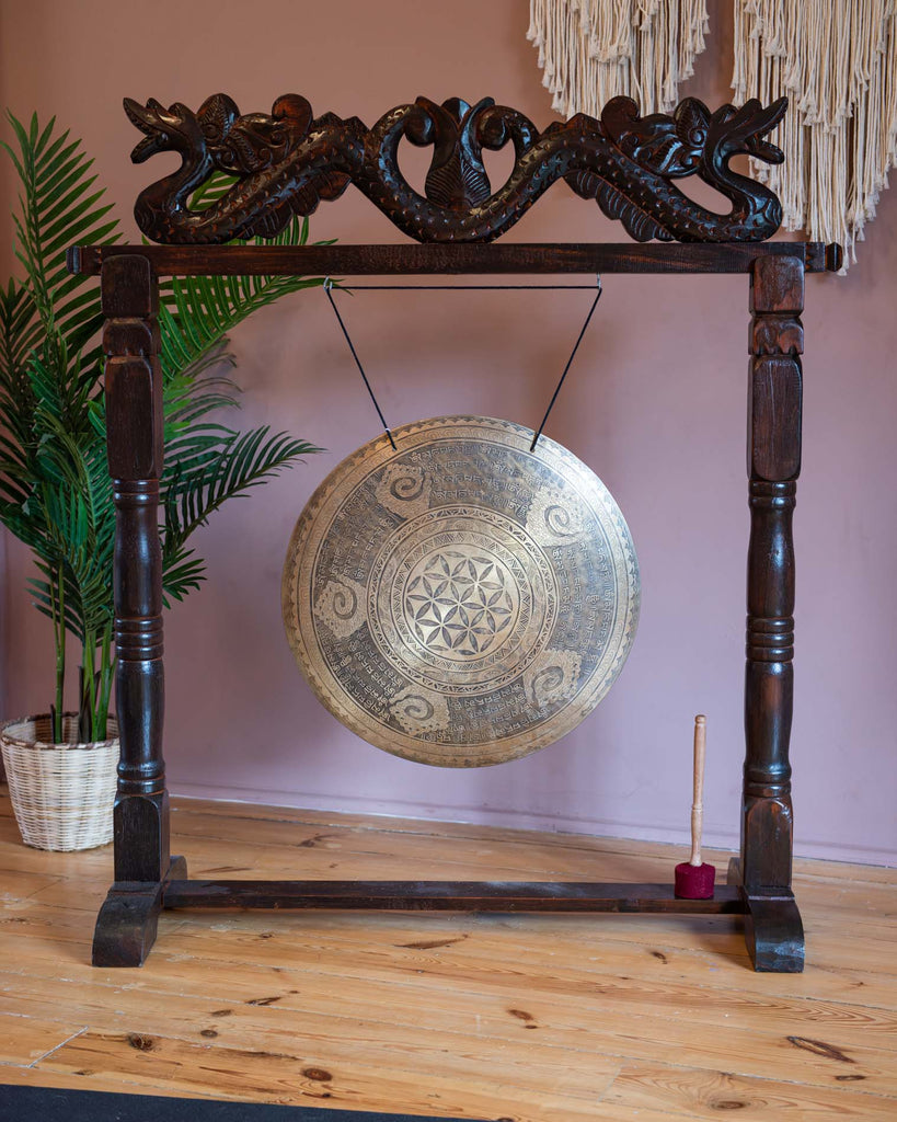 Flower of Life Cloud Mantra Metal Wind Gong No.37-Gongs-Siesta Crafts