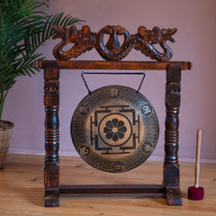 Shri Yantra Flower Metal Wind Gong No.40-Gongs-Siesta Crafts