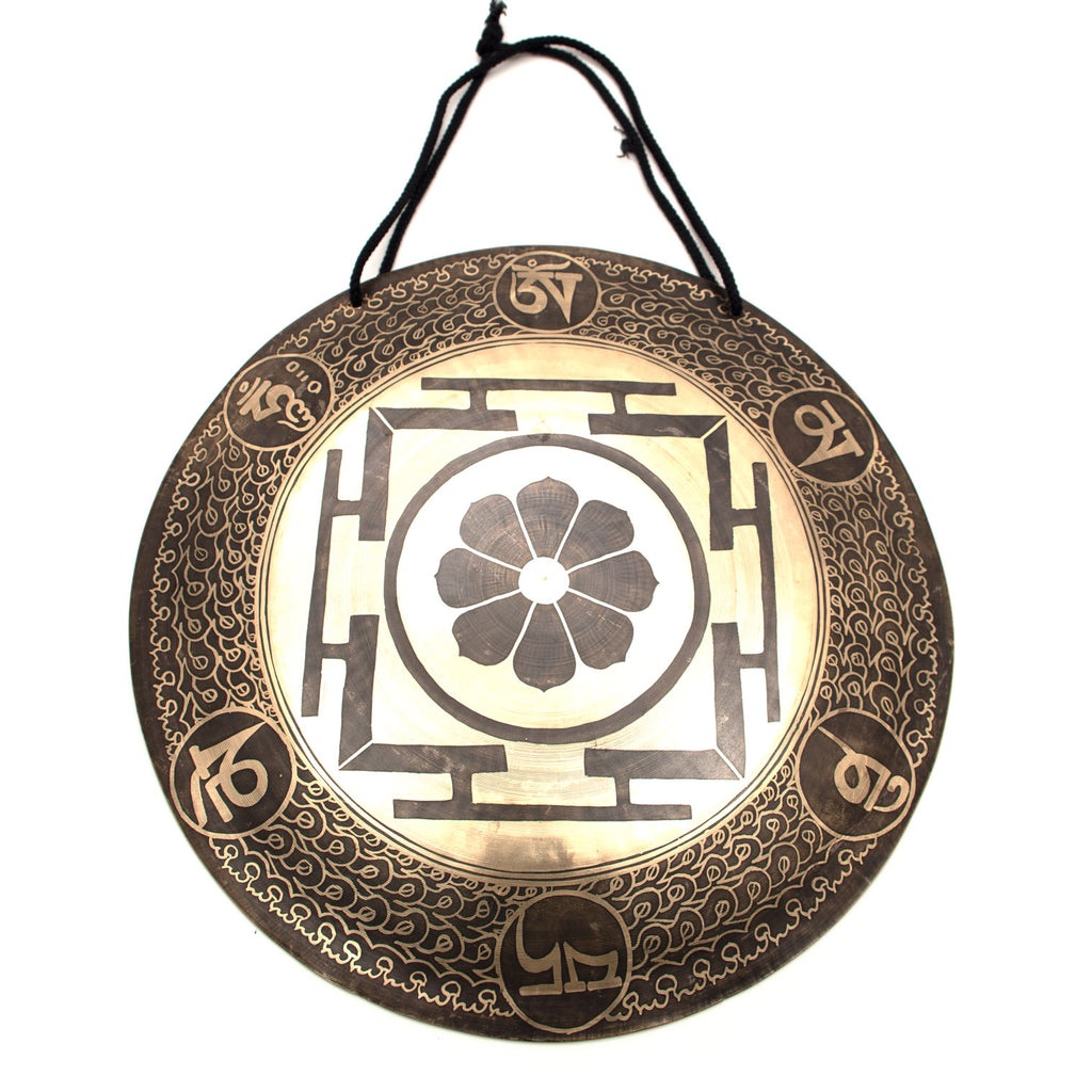 Shri Yantra Flower Metal Wind Gong No.40-Gongs-Siesta Crafts