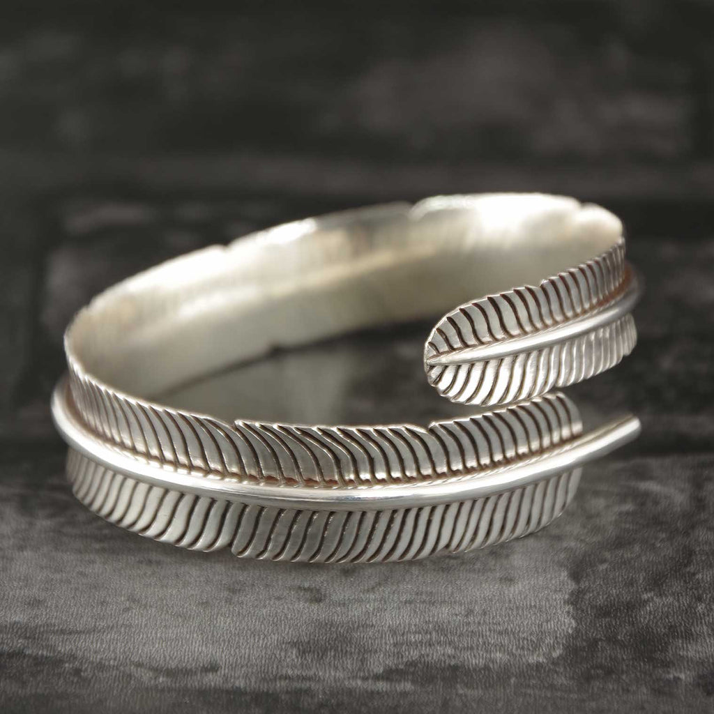 Nepalese Silver Feather Bracelet-Bracelets & Wristbands-Siesta Crafts