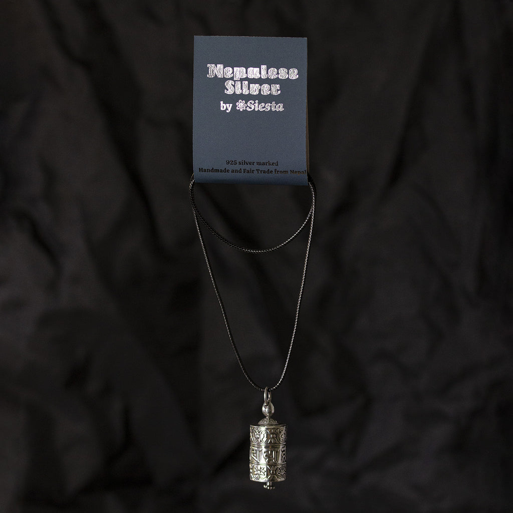 Prayer Wheel Nepalese Silver Pendant-Necklaces & Pendants-Siesta Crafts