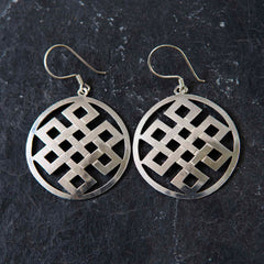 Endless Knot Circle Silver Earrings-Earrings-Siesta Crafts