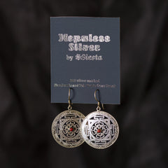 Round Mandala Silver Earrings-Earrings-Siesta Crafts