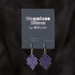 Blue Endless Knot Silver Earrings-Earrings-Siesta Crafts