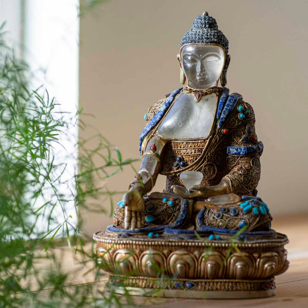 Himalayan Quartz Crystal Buddha Statue-Buddhism-Siesta Crafts