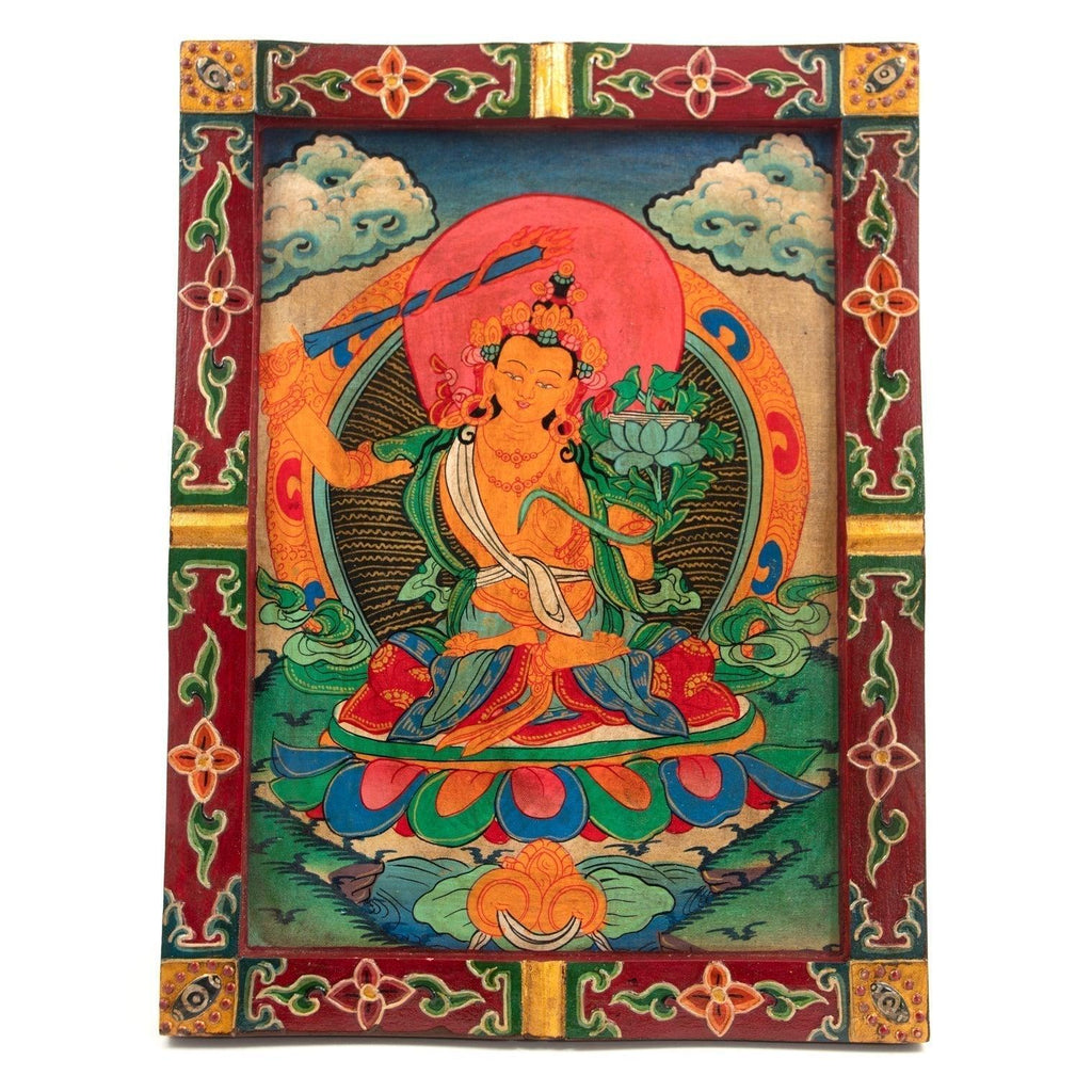 Medium Tibetan Style Painted Board-Buddhism-Siesta Crafts