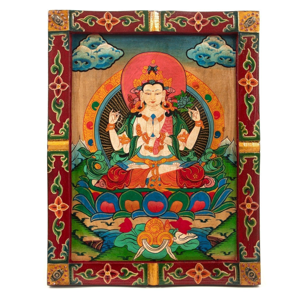 Medium Tibetan Style Painted Board-Buddhism-Siesta Crafts