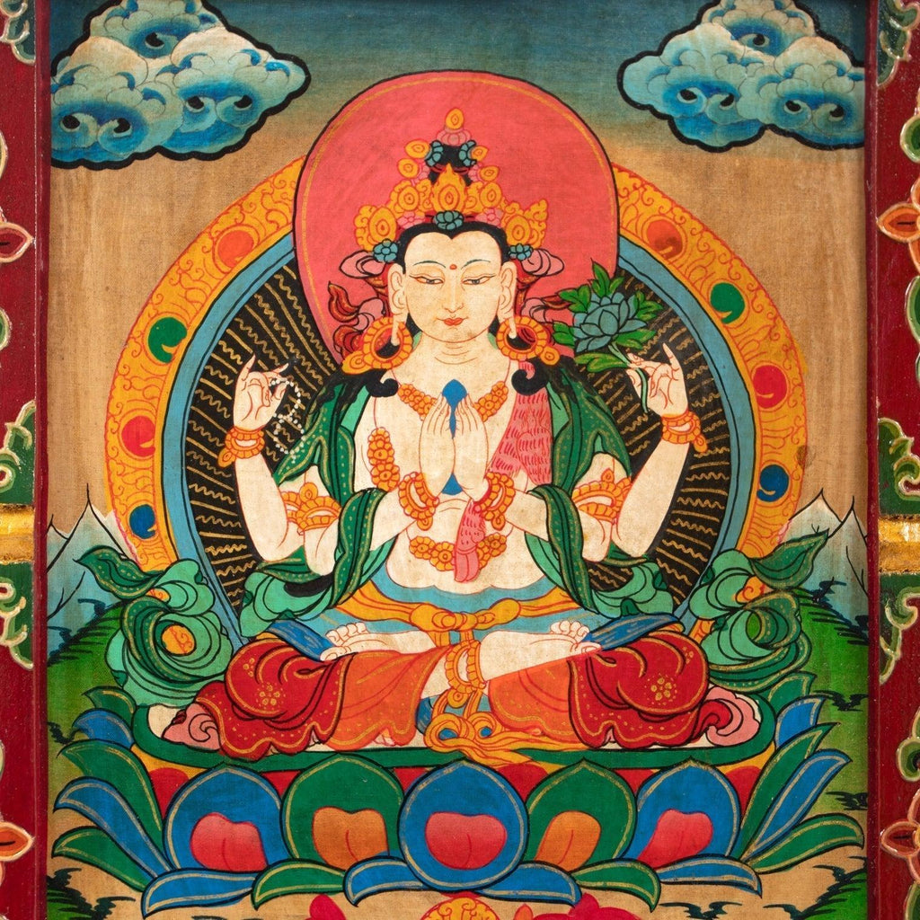 Medium Tibetan Style Painted Board-Buddhism-Siesta Crafts