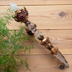 Gold Plated Copper and Crystal Phurba-Buddhism-Siesta Crafts