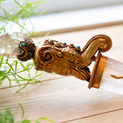 Gold Plated Copper and Crystal Phurba-Buddhism-Siesta Crafts