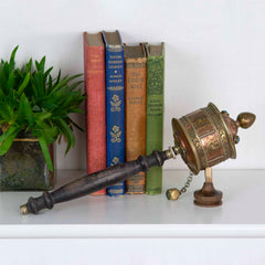 Copper Om Mantra Prayer Wheel No.284-Buddhism-Siesta Crafts