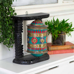 Special Wall Mounted Prayer Wheel No.327-Buddhism-Siesta Crafts