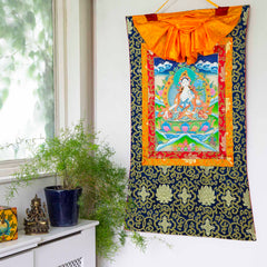 White Tara Thangka No 337-Buddhism-Siesta Crafts