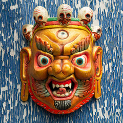 Artisan Gold Bhairab Mask No.360-Home Décor-Siesta Crafts