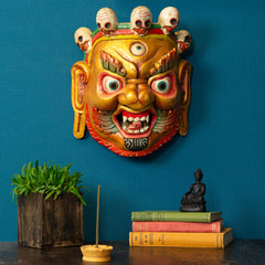 Artisan Gold Bhairab Mask No.360-Home Décor-Siesta Crafts