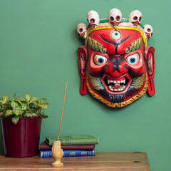 Artisan Red Bhairab Mask No.361-Home Décor-Siesta Crafts