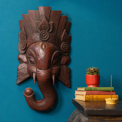 Artisan Dark Wood Large Ganesh No.367-Home Décor-Siesta Crafts