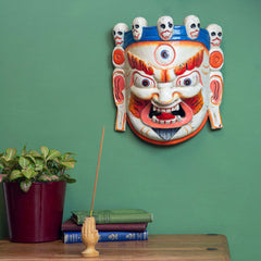 Artisan White Bhairab Mask No.383-Home Décor-Siesta Crafts