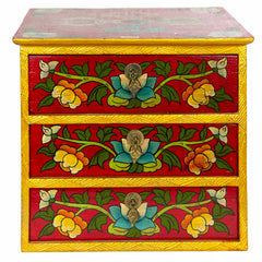 Tibetan Style Set of Three Drawers - Flowers No.398-Furniture-Siesta Crafts
