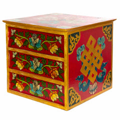Tibetan Style Set of Three Drawers - Flowers No.398-Furniture-Siesta Crafts