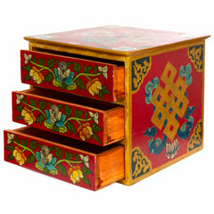 Tibetan Style Set of Three Drawers - Flowers No.398-Furniture-Siesta Crafts