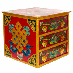 Tibetan Style Set of Three Drawers - Flowers No.398-Furniture-Siesta Crafts