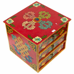 Tibetan Style Set of Three Drawers - Flowers No.398-Furniture-Siesta Crafts