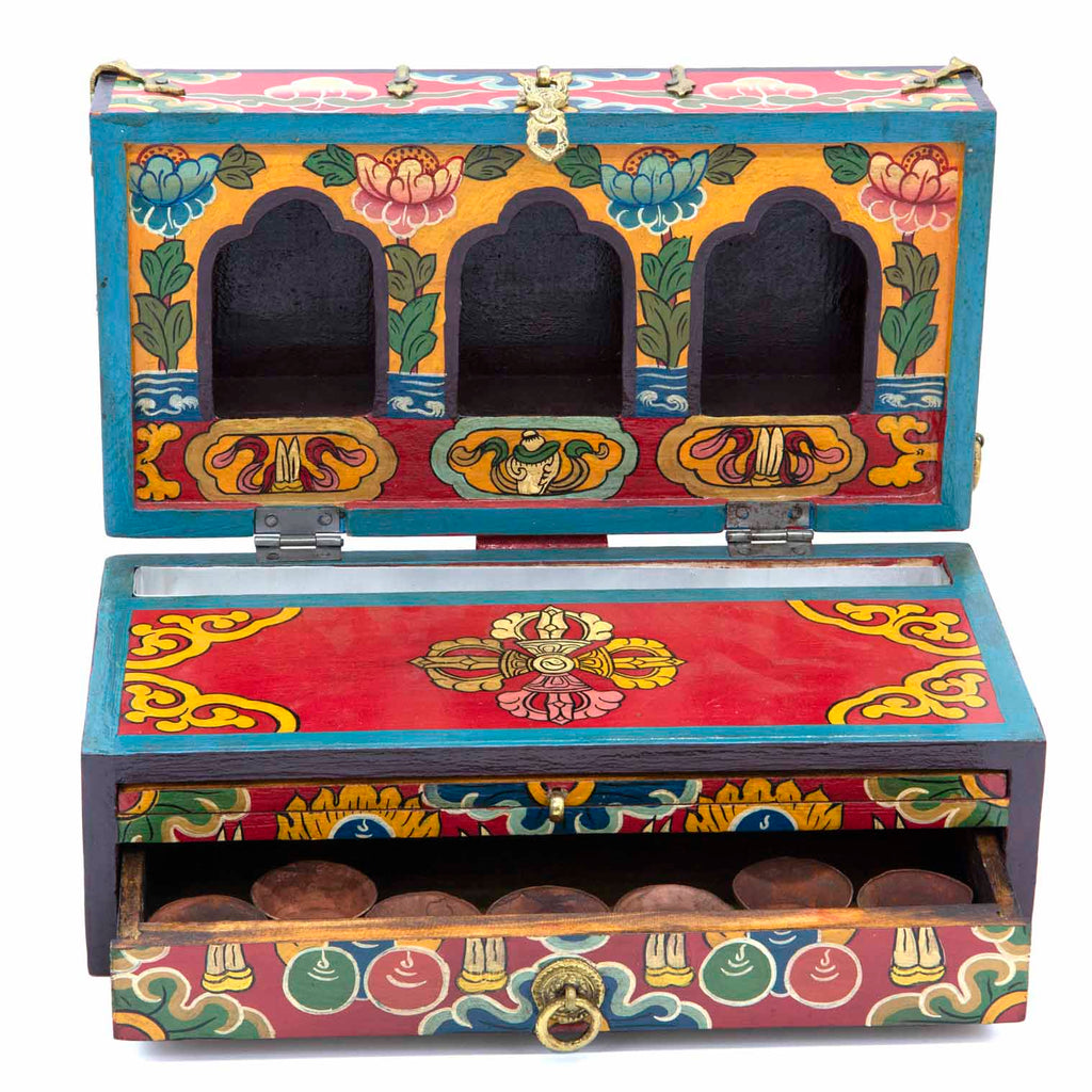 Tibetan Style Travelling Altar Box No.399-Buddhism-Siesta Crafts