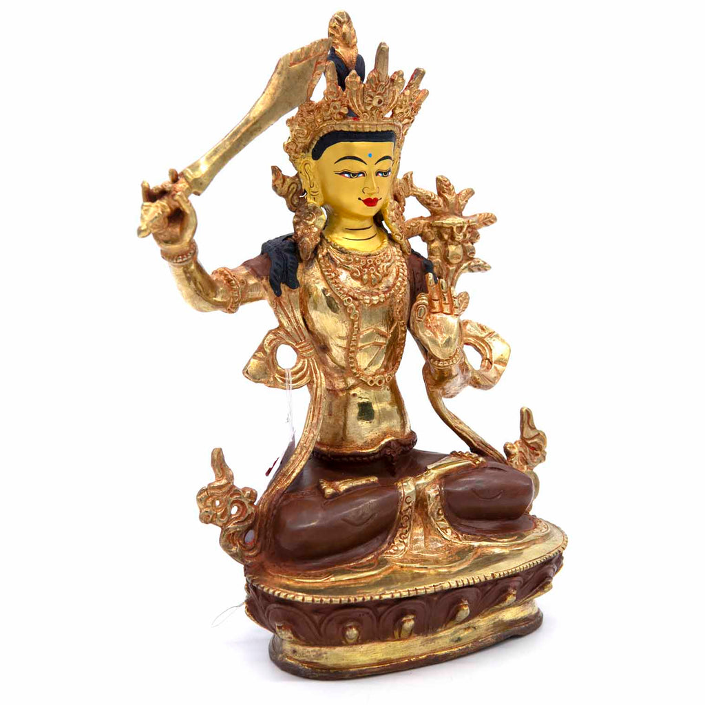 Gold Plated Manjushri Statue No.406-Buddhism-Siesta Crafts