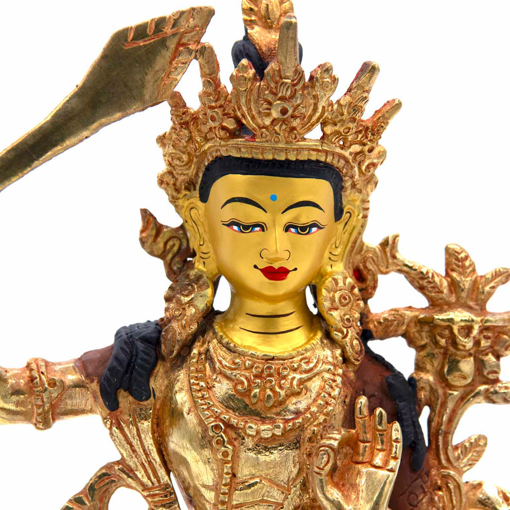 Gold Plated Manjushri Statue No.406-Buddhism-Siesta Crafts