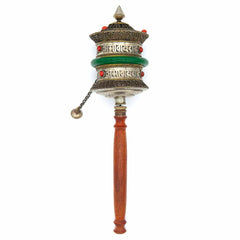 Special Copper Prayer Wheel With Jade Band No. 408-Buddhism-Siesta Crafts