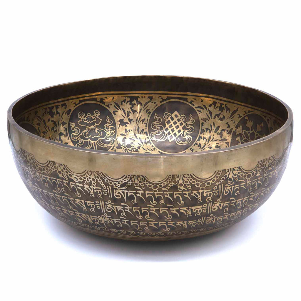 Special Etched Green Tara Singing Bowl-Singing Bowls-Siesta Crafts