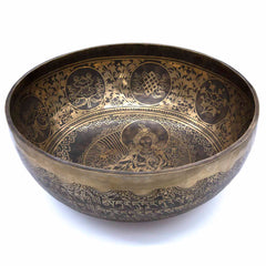 Special Etched Green Tara Singing Bowl-Singing Bowls-Siesta Crafts