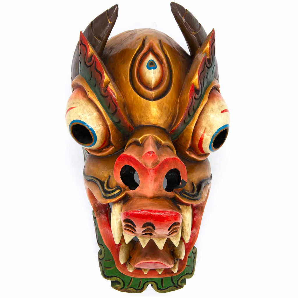 Hand-Carved Nepalese Dragon Mask-Home Décor-Siesta Crafts